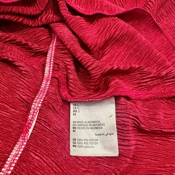 Morgan Taylor Sangria Red Pink Textured Blouse Women's Large Retro Peplum 80s - Picture 10 of 15